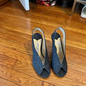 Jimmy Choo Denim Blue Slingback Heels Shar 100 NWT